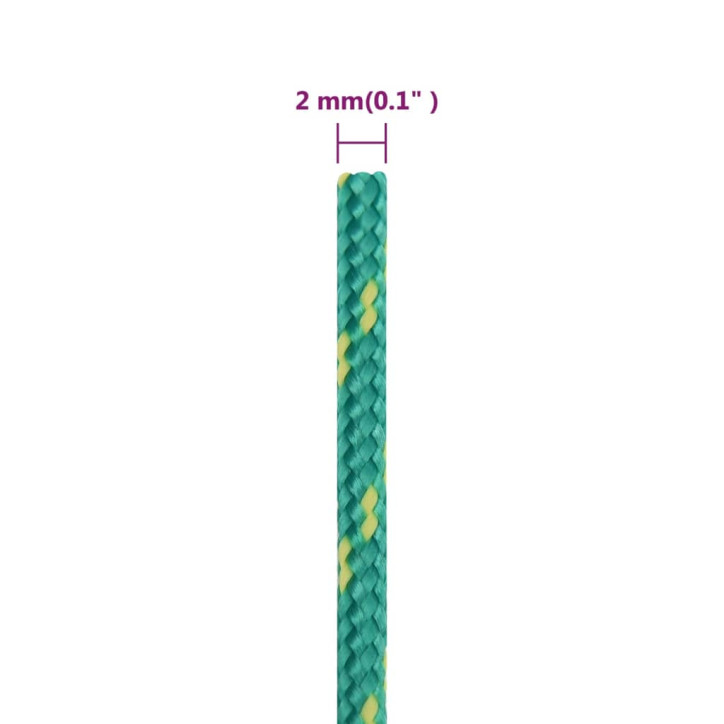 Valties virvė, žalios spalvos, 2mm, 500m, polipropilenas