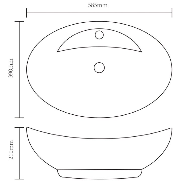 140678 Luxury Ceramic Basin Oval with Overflow and Faucet Hole