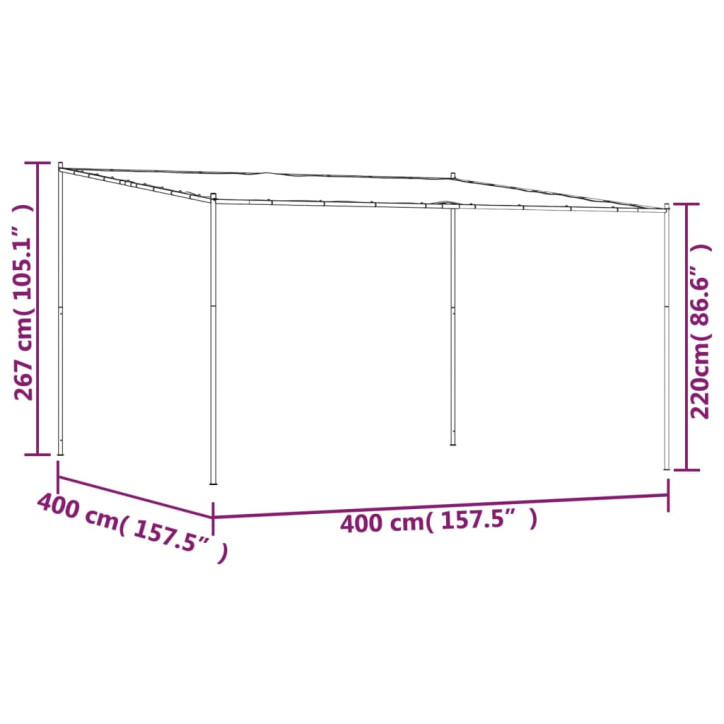 Pavėsinė, antracito spalvos, 4x4m, audinys ir plienas, 180g/m²