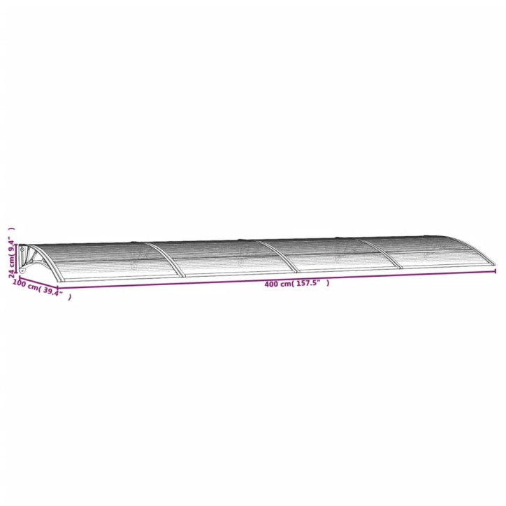 Stogelis durims, juodos spalvos, 400x100cm, polikarbonatas