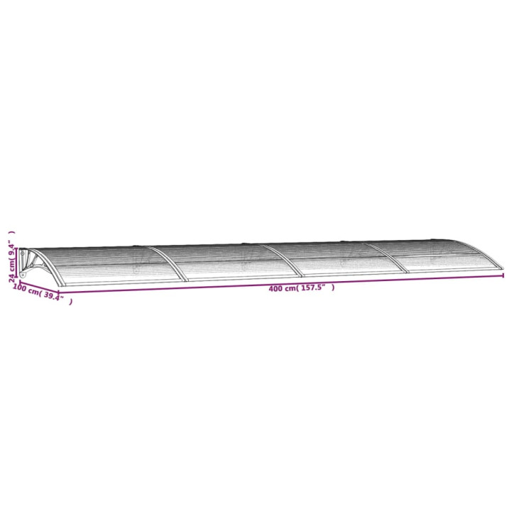 Stogelis durims, juodos spalvos, 400x100cm, polikarbonatas