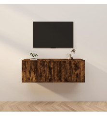 Sieninės TV spintelės, 2vnt., dūminio ąžuolo, 57x34,5x40cm