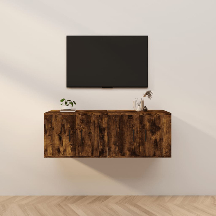 Sieninės TV spintelės, 2vnt., dūminio ąžuolo, 57x34,5x40cm