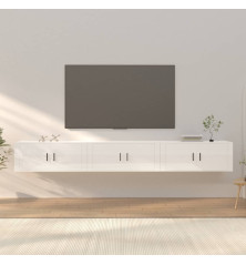 Sieninės TV spintelės, 3vnt., baltos, 100x34,5x40cm, blizgios