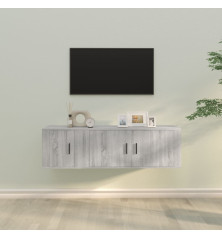 TV spintelių komplektas, 2 dalių, pilkas ąžuolo, mediena