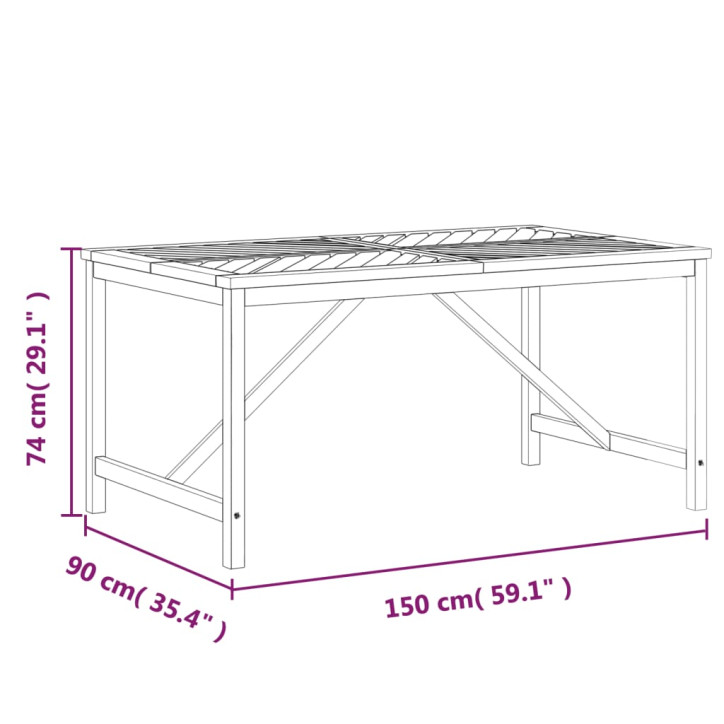 Sodo valgomojo stalas, 150x90x74cm, akacijos medienos masyvas