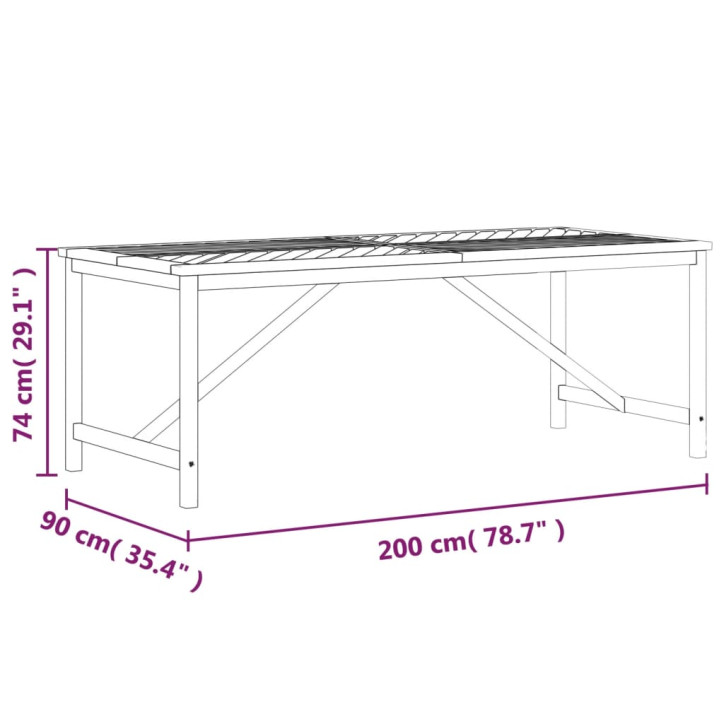 Sodo valgomojo stalas, 200x90x74cm, akacijos medienos masyvas