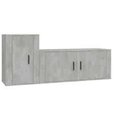 TV spintelių komplektas, 2 dalių, betono pilkas, mediena