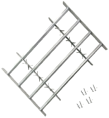 Reguliuojama apsauginė grotelė langams su 4 skersiniais, 500-650mm