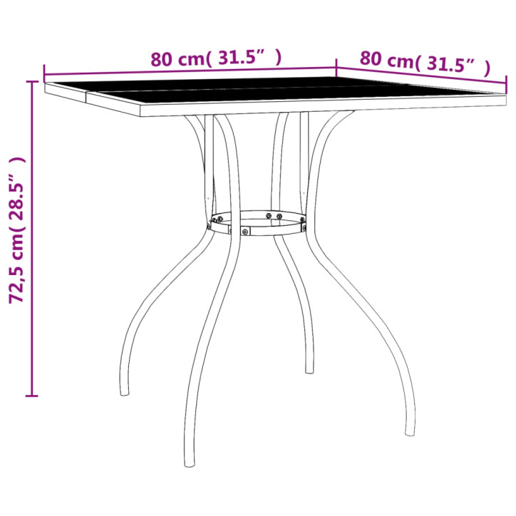 Sodo stalas, antracito, 80x80x72,5cm, plienas, tinklelis