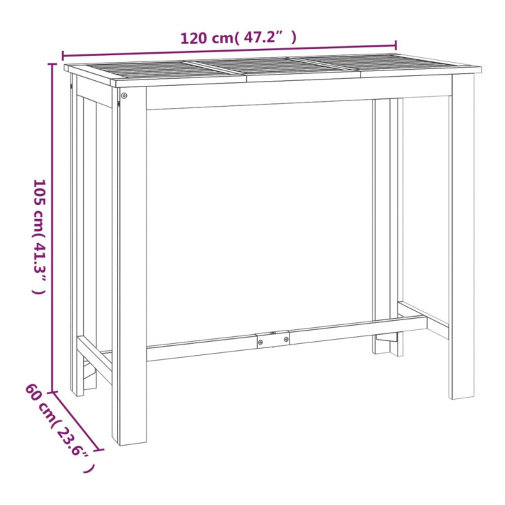 Sodo baro stalas, 120x60x105cm, akacijos medienos masyvas