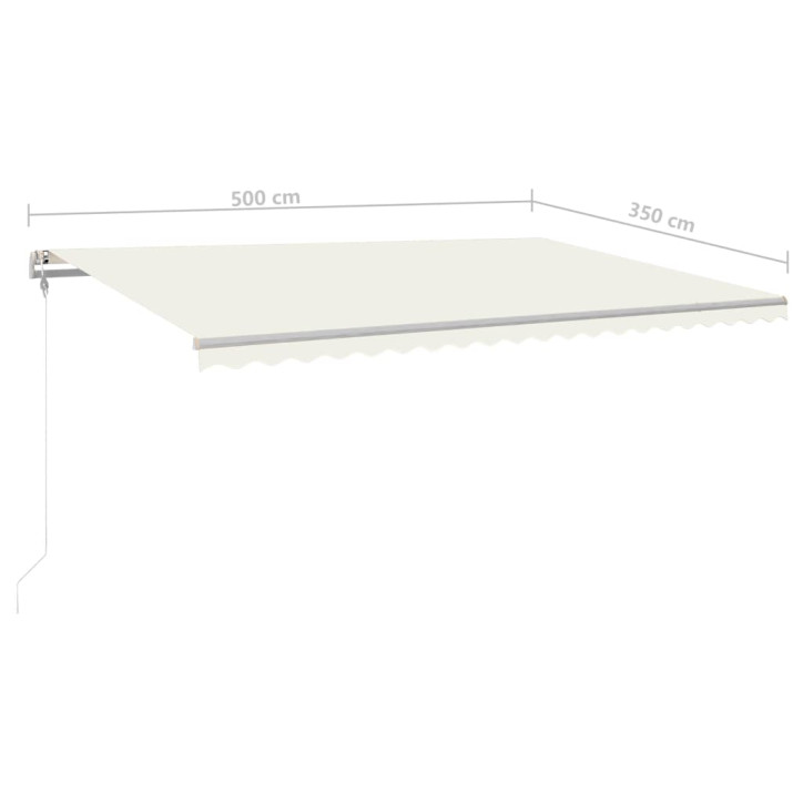 Rankiniu būdu ištraukiama markizė su LED, kreminė, 5x3,5m