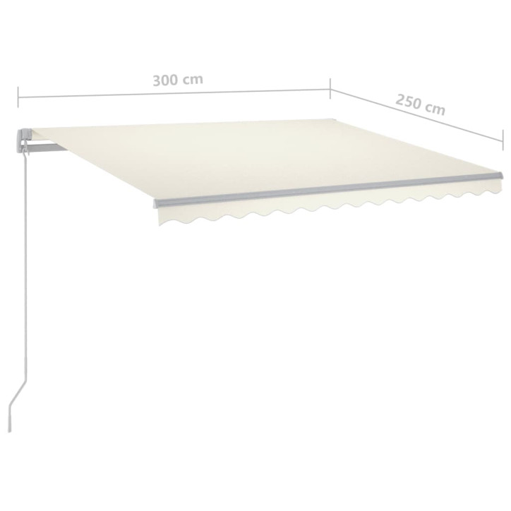 Automatinė markizė su LED/vėjo jutikliu, kreminė, 3x2,5m