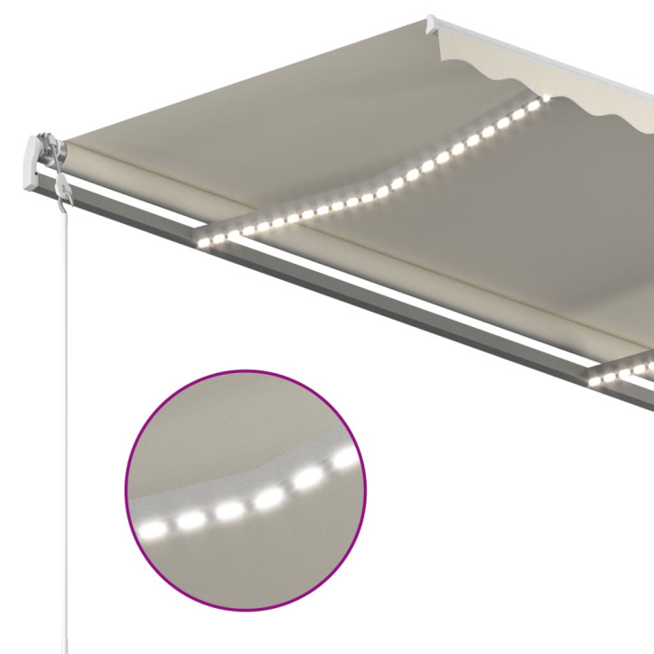 Automatinė markizė su LED/vėjo jutikliu, kreminė, 400x350cm