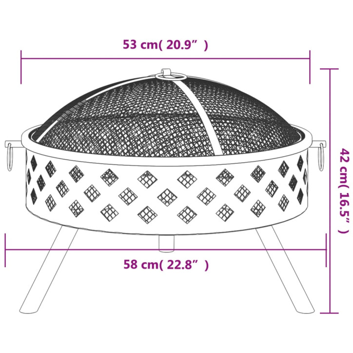 Laužavietė su žarstekliu, 58cm, plienas, XXL