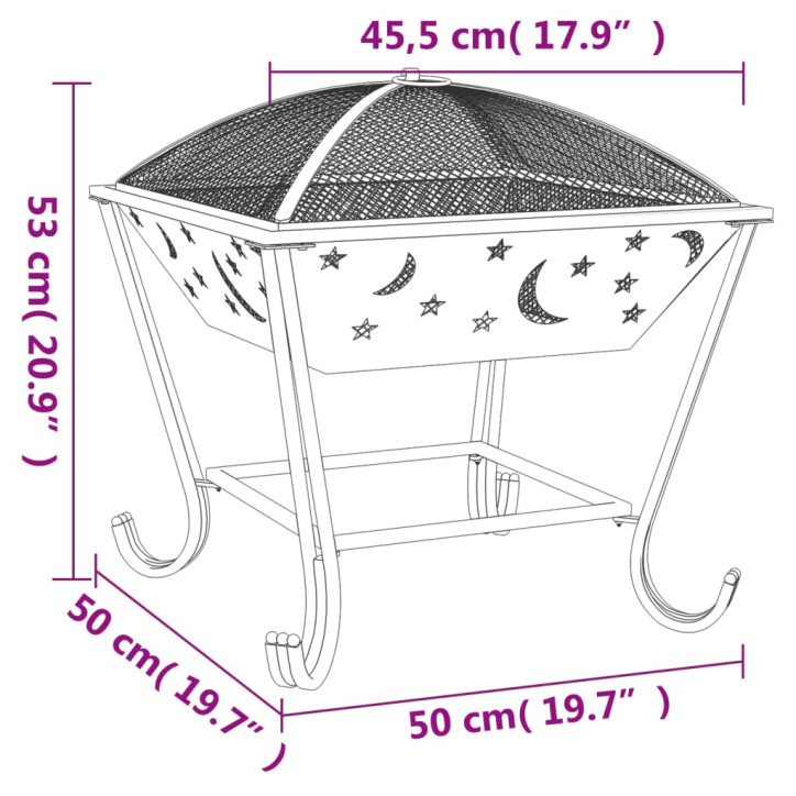 Laužavietė su žarstekliu, 50cm, plienas, XXL