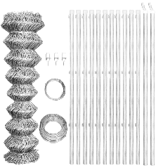 Tinklinė tvora su stulpais, sidabro sp., 25x1,5m, cink. plien.