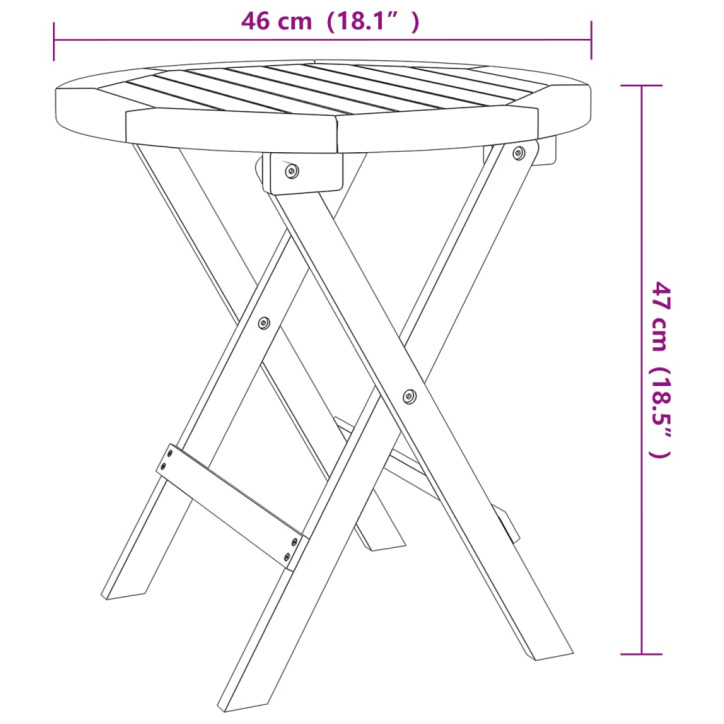 Sulankstomas sodo staliukas, 46cm, akacijos medienos masyvas