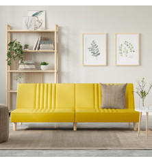 Dvivietė sofa-lova, šviesiai geltonos spalvos, audinys