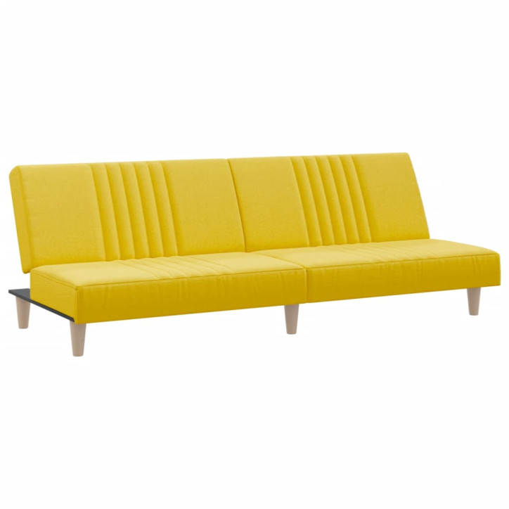 Dvivietė sofa-lova, šviesiai geltonos spalvos, audinys