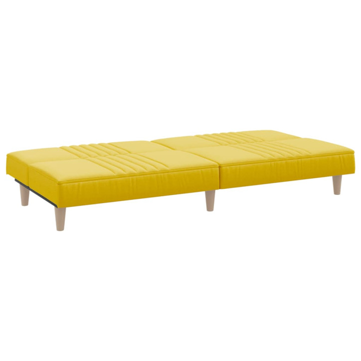 Dvivietė sofa-lova, šviesiai geltonos spalvos, audinys