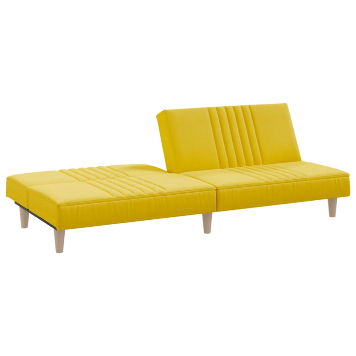 Dvivietė sofa-lova, šviesiai geltonos spalvos, audinys