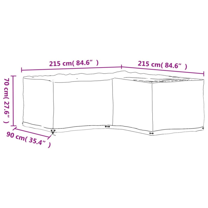 Sodo baldų uždangalai, 2vnt., 215x215x70cm, 16 kilpų, L formos