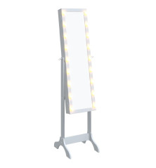 Laisvai pastatomas veidrodis su LED, baltas, 34x37x146cm