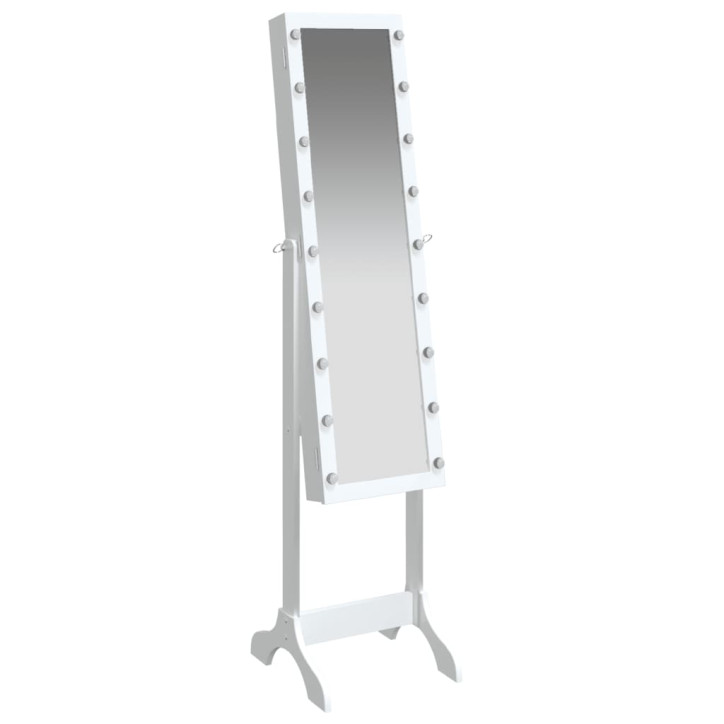 Laisvai pastatomas veidrodis su LED, baltas, 34x37x146cm