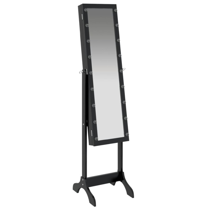 Laisvai pastatomas veidrodis su LED, juodas, 34x37x146cm