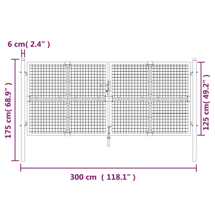 Tinkliniai sodo vartai, antracito spalvos, 300x175cm, plienas