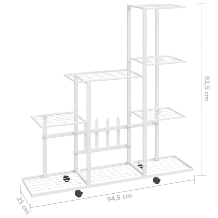 Stovas augalams su ratukais, baltas, 94,5x25x92,5cm, metalas