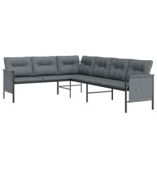 Kampinė sodo sofa, antracito spalvos, plienas ir tekstilenas