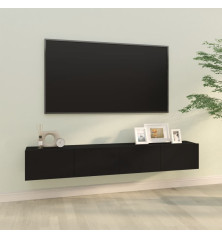 Sieninės TV spintelės, 2vnt., juodos, 100x30x30cm, mediena