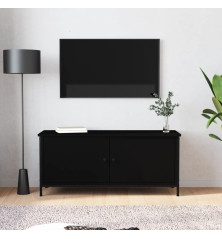 TV spintelė su durelėmis, juoda, 102x35x45cm, apdirbta mediena