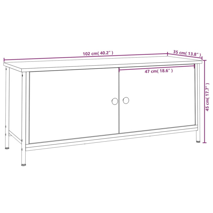 TV spintelė su durelėmis, ruda ąžuolo, 102x35x45cm, mediena