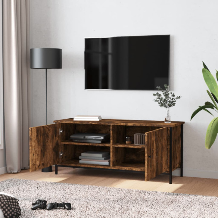 TV spintelė su durelėmis, dūminio ąžuolo, 102x35x45cm, mediena