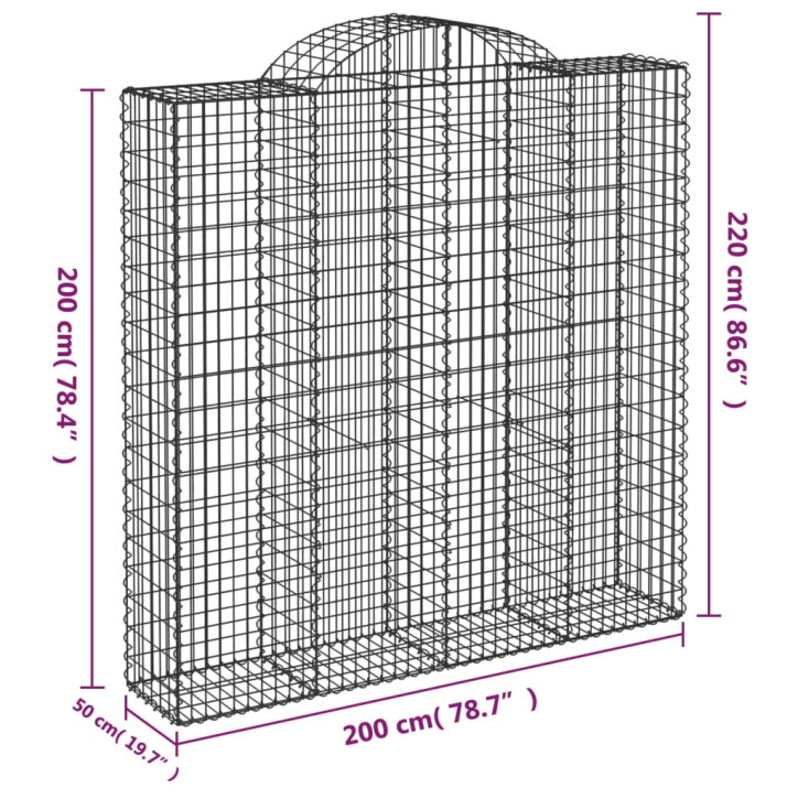 Išlenkti gabiono krepšiai, 4vnt., 200x50x200/220cm, geležis