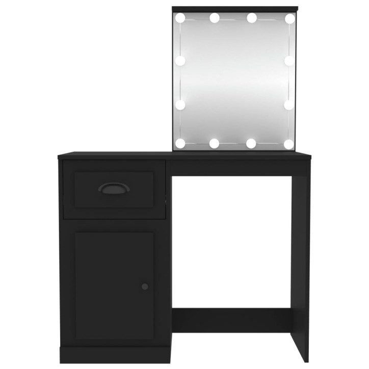 Kosmetinis staliukas su LED, juodas, 90x50x132,5cm, mediena