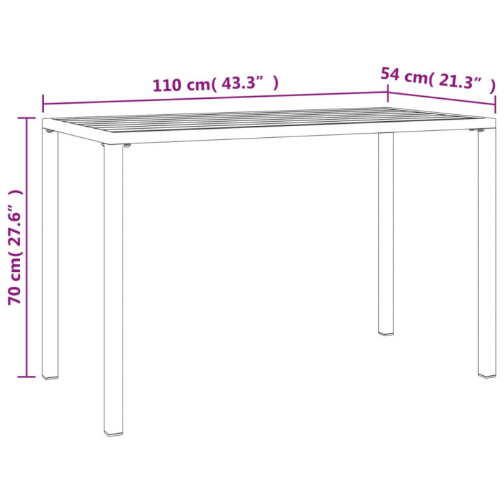 Sodo valgomojo stalas, antracito, 110x54x70cm, plienas