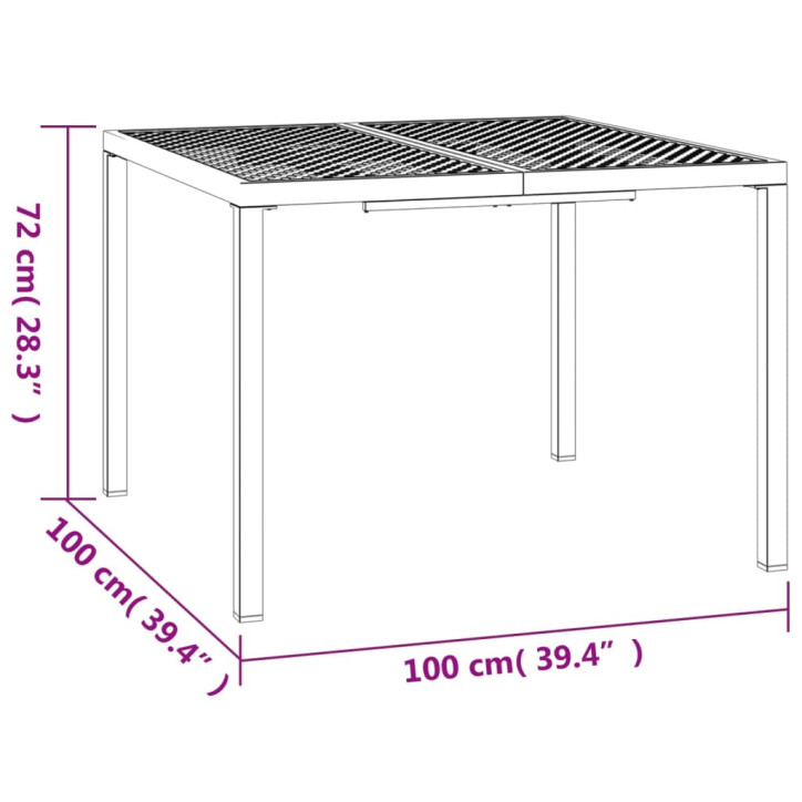 Sodo stalas, antracito spalvos, 100x100x72cm, plienas