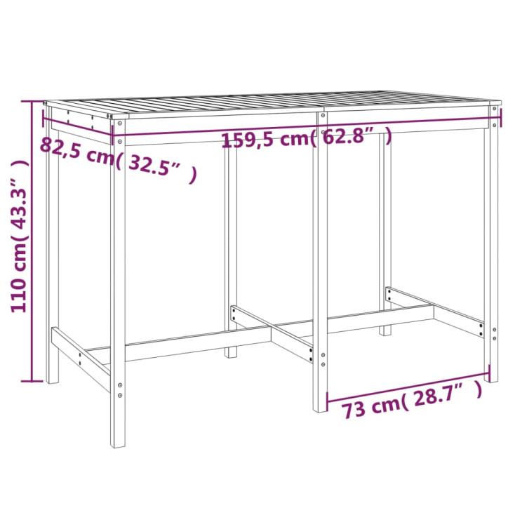 Sodo stalas, pilkas, 159,5x82,5x110cm, pušies medienos masyvas