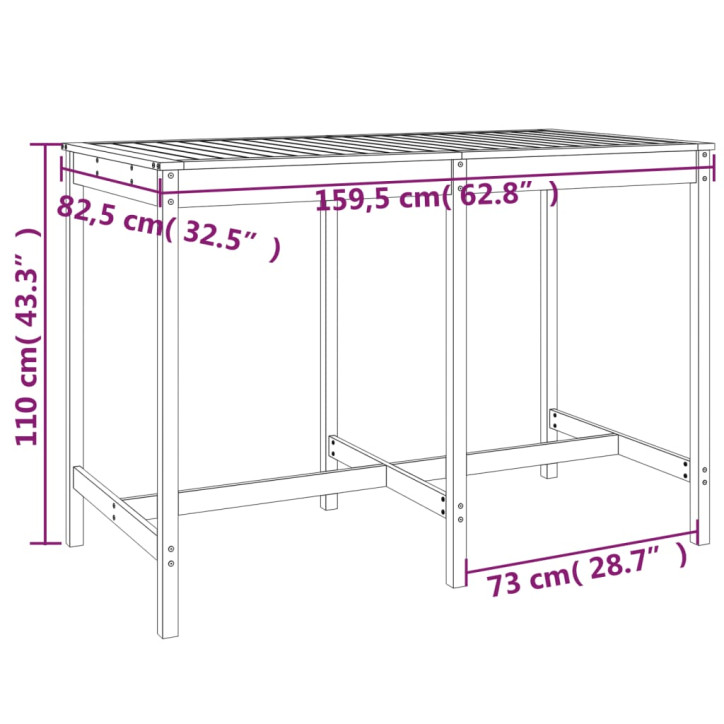 Sodo stalas, baltas, 159,5x82,5x110cm, pušies medienos masyvas