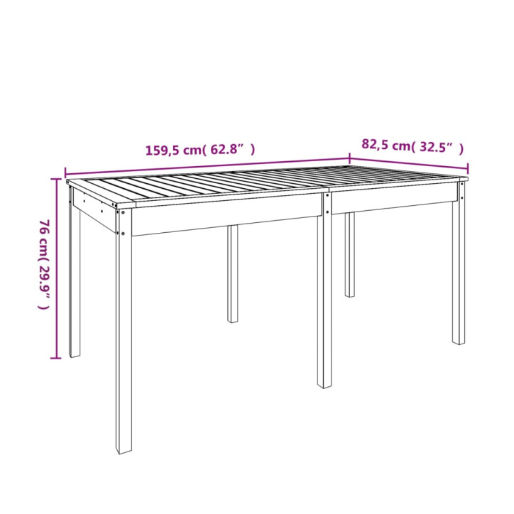 Sodo stalas, pilkas, 159,5x82,5x76cm, pušies medienos masyvas