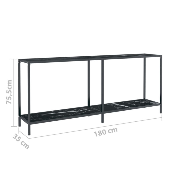 Konsolinis staliukas, juodas, 180x35x75,5cm, grūdintas stiklas