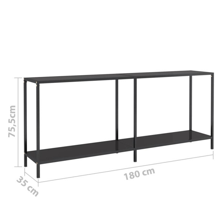 Konsolinis staliukas, juodas, 180x35x75,5cm, grūdintas stiklas