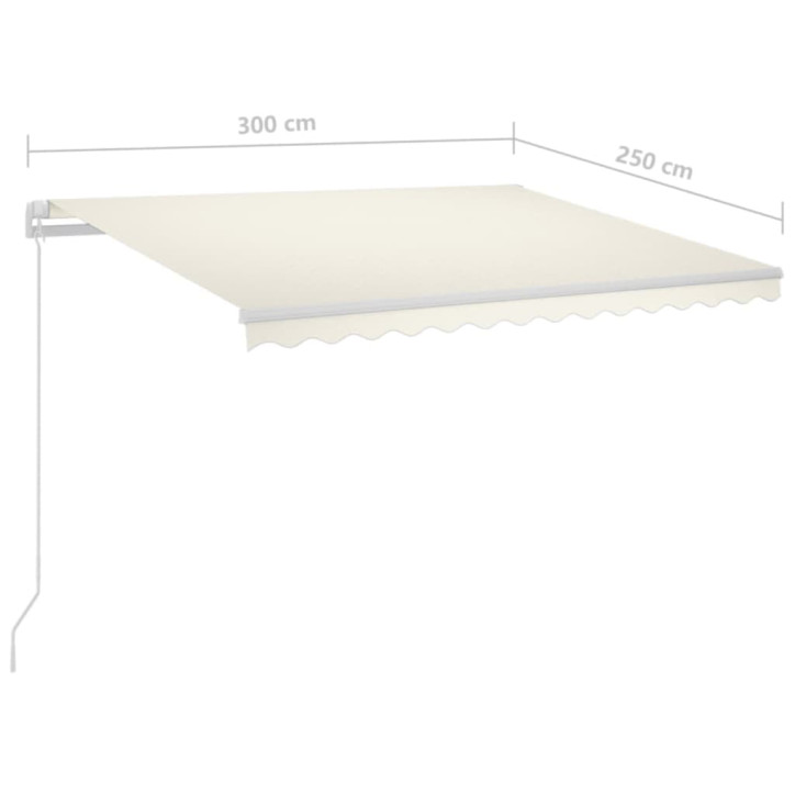 Automatinė markizė su LED/vėjo jutikliu, kreminė, 3x2,5m