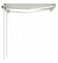 Automatinė markizė su LED/vėjo jutikliu, kreminė, 3,5x2,5m