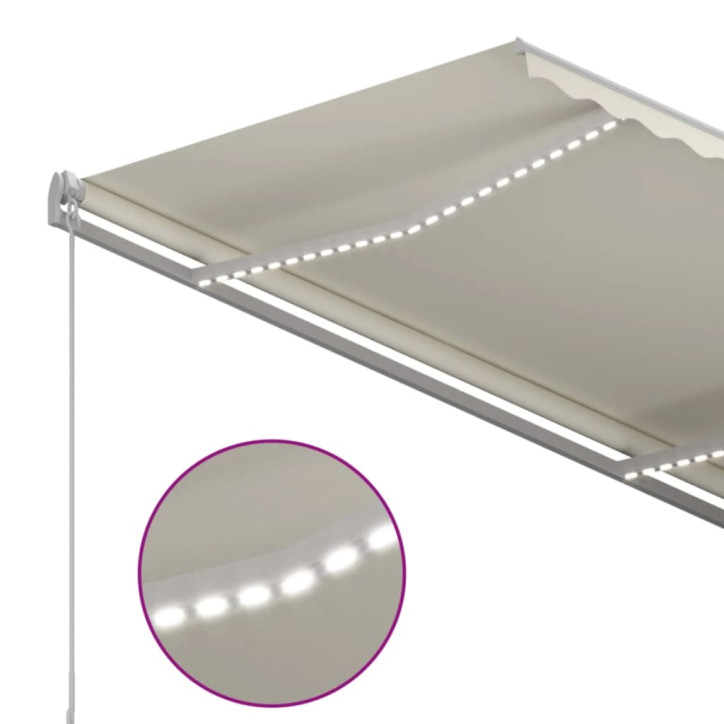 Automatinė markizė su LED/vėjo jutikliu, kreminė, 3,5x2,5m