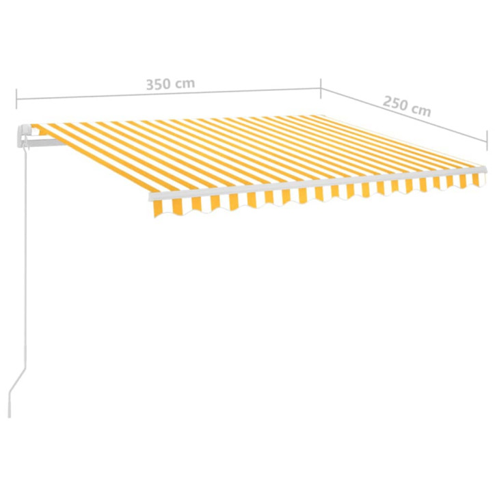 Markizė su LED ir vėjo jutikliu, geltona/balta, 3,5x2,5m